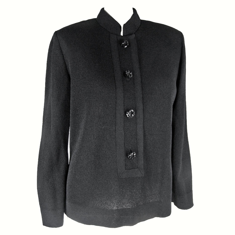 Castleberry Black Airy Knit Mandarin Tunic Top 10